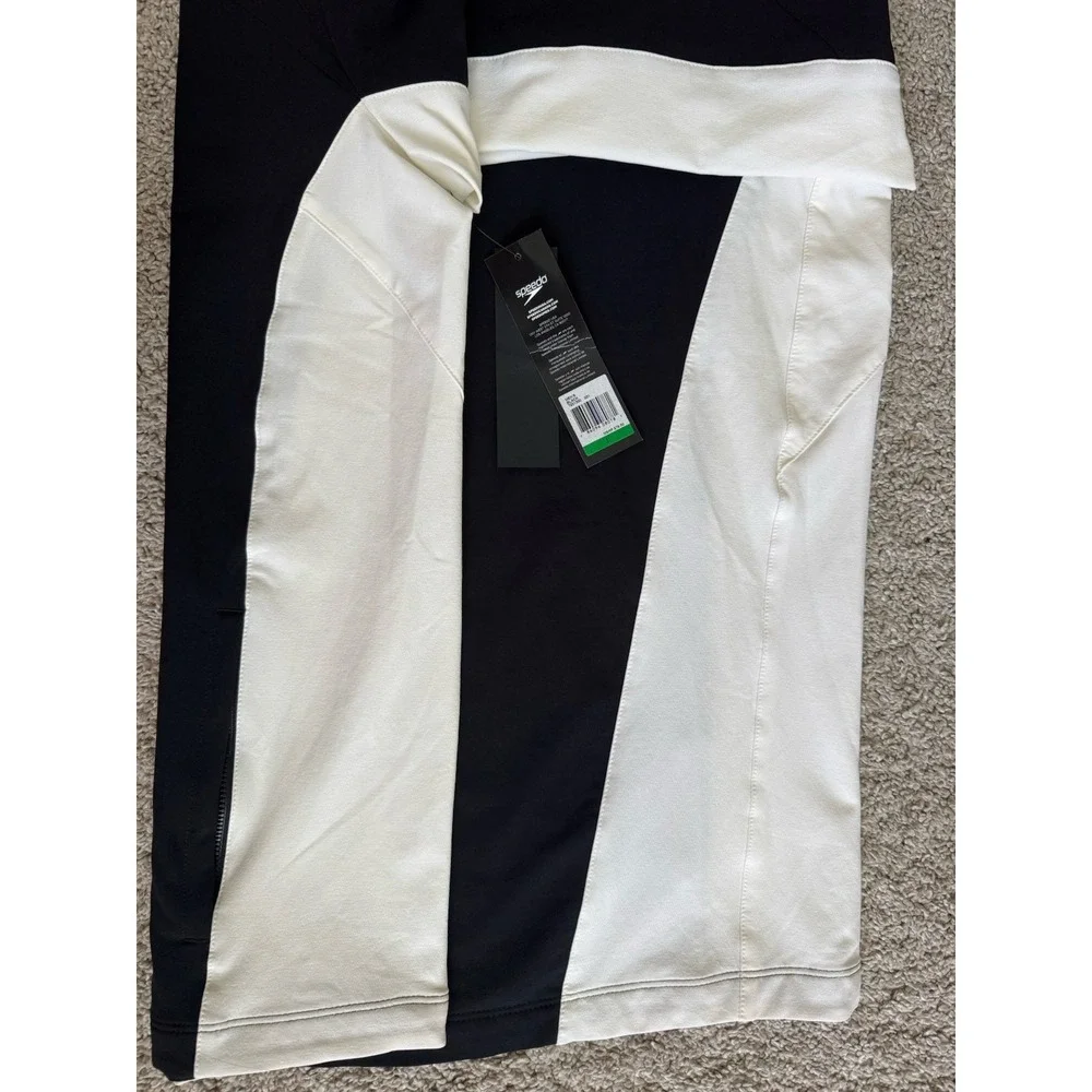 Speedo‎ Men's Boom Force Stretch Warm Up Swim Jacket Black Off White Size Large